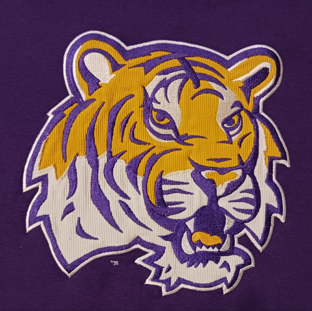 Vintage Y2K LSU Tigers Corduroy Logo Hoodie (L)
